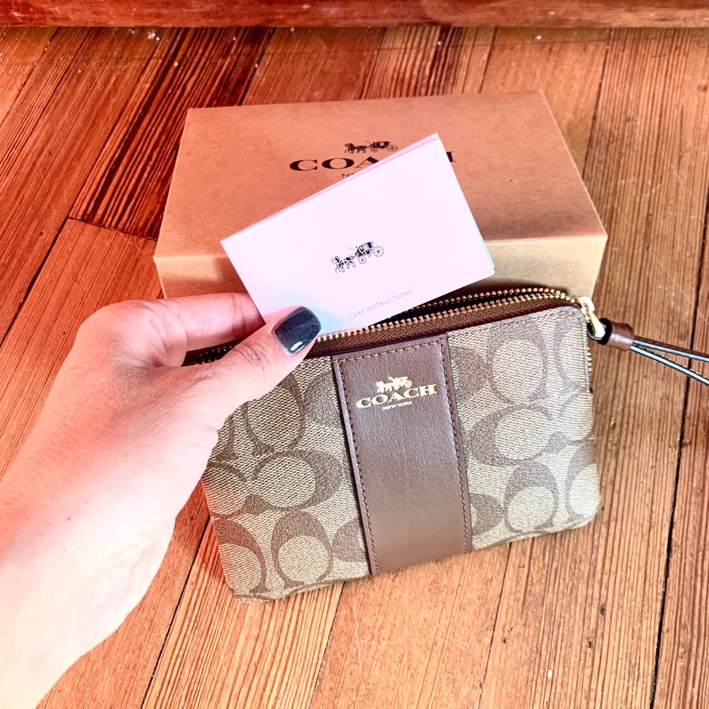 Tan Coach Small Wristlet